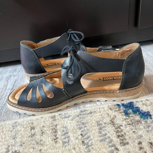 Pikolinos Acludia Black Leather Lace Up Sandals, EU 36 / US 6 - Picture 5 of 11